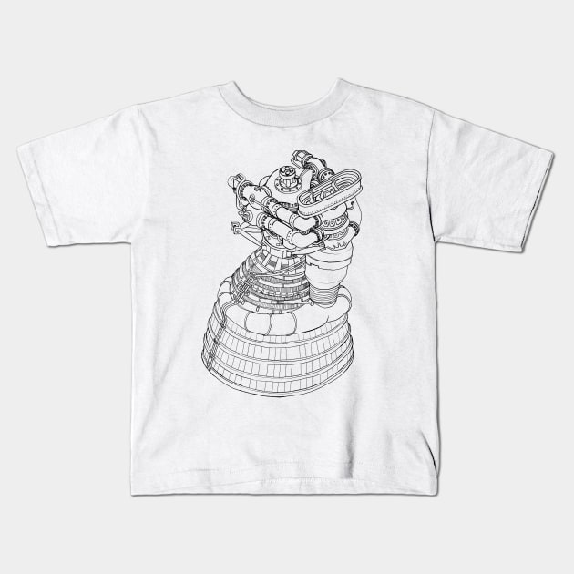 Saturn V Rocket Engine Kids T-Shirt by mycologist